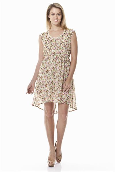 Beli Lastikli Astarlı Şifon Elbise 099-5009