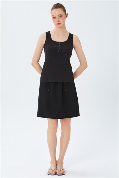 Beli Lastikli Cep Detaylı Etek 026-3510