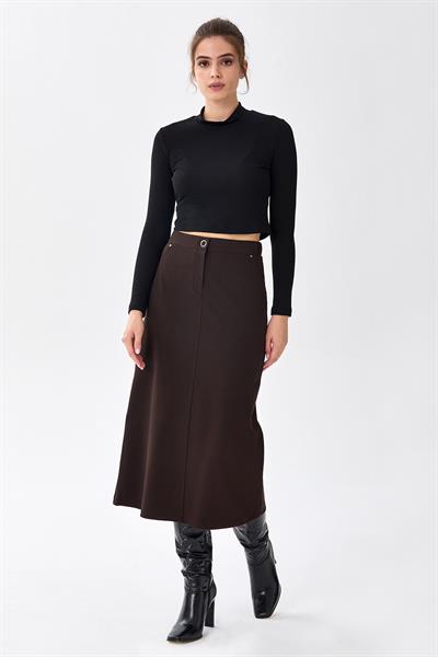 Beli Lastikli Cep Detaylı Etek 256-2012