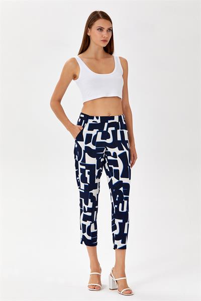 Beli Lastikli Cepli Desenli Pantolon 024-3513