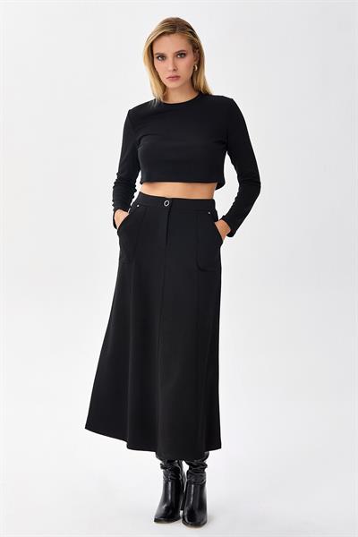 Beli Lastikli Cepli Kloş Etek 256-2013