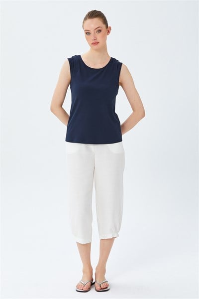 Beli Lastikli Çıtçıt Detaylı Cepli Pantolon 026-3508