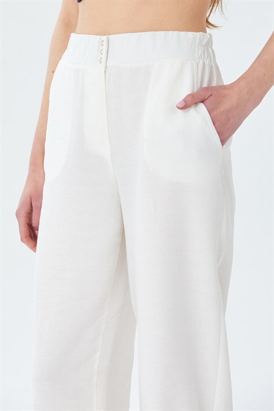Beli Lastikli Çıtçıt Detaylı Cepli Pantolon 026-3508