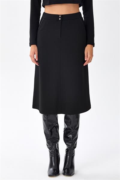 Beli Lastikli Çıtçıtlı Cep Detaylı Etek 256-2011