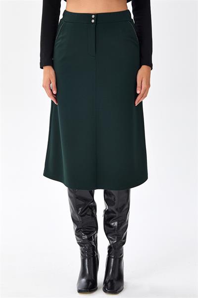 Beli Lastikli Çıtçıtlı Cep Detaylı Etek 256-2011