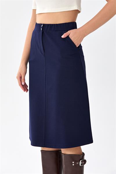 Beli Lastikli Çıtçıtlı Cep Detaylı Etek 256-2011