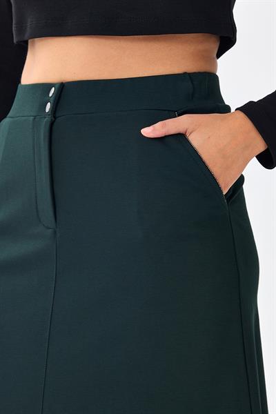 Beli Lastikli Çıtçıtlı Cep Detaylı Etek 256-2011