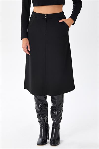 Beli Lastikli Çıtçıtlı Cep Detaylı Etek 256-2011