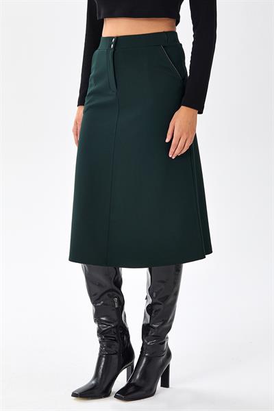 Beli Lastikli Çıtçıtlı Cep Detaylı Etek 256-2011