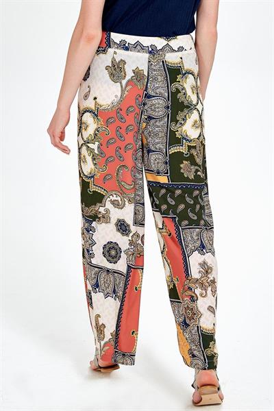 Beli Lastikli Desenli Bol Pantolon 099-6003