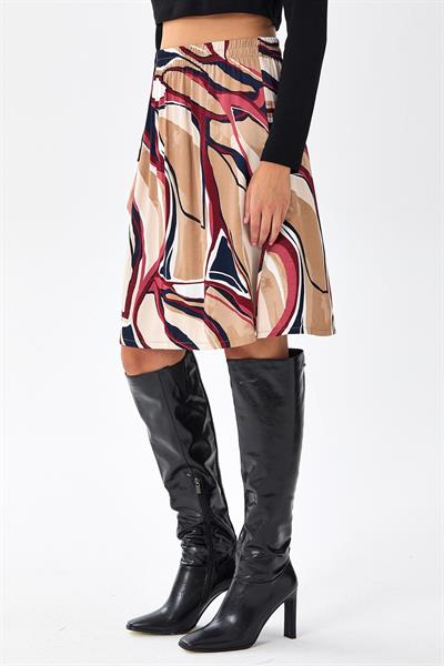 Beli Lastikli Desenli Etek 256-3502