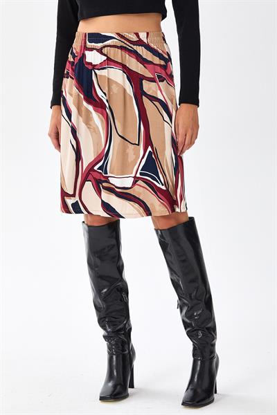 Beli Lastikli Desenli Etek 256-3502