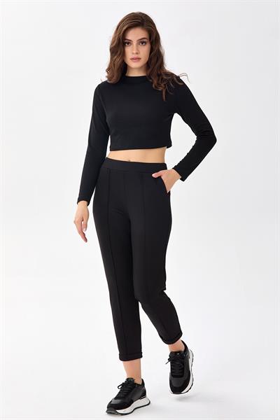 Beli Lastikli Duble Paça Cepli Pantolon 256-2101