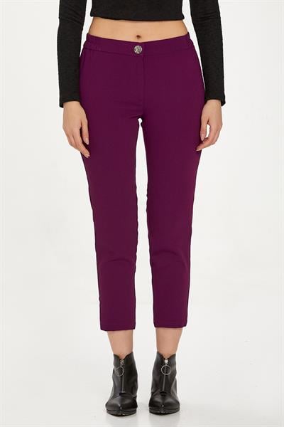 Beli Lastikli Düğmeli Pantolon 234-3502