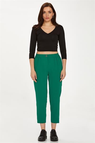 Beli Lastikli Düğmeli Pantolon 234-3501