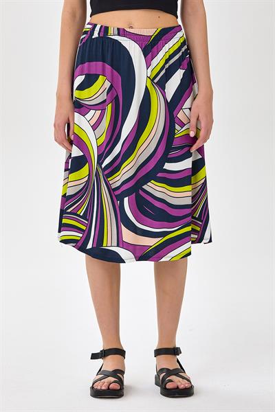 Beli Lastikli Midi Boy Etek 025-3520