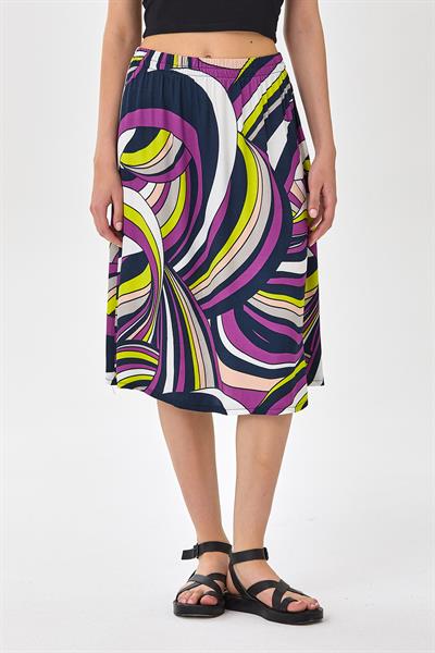 Beli Lastikli Midi Boy Etek 025-3520
