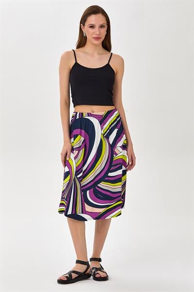 Beli Lastikli Midi Boy Etek 025-3520