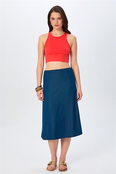 Beli Lastikli Midi Boy Etek 026-3519