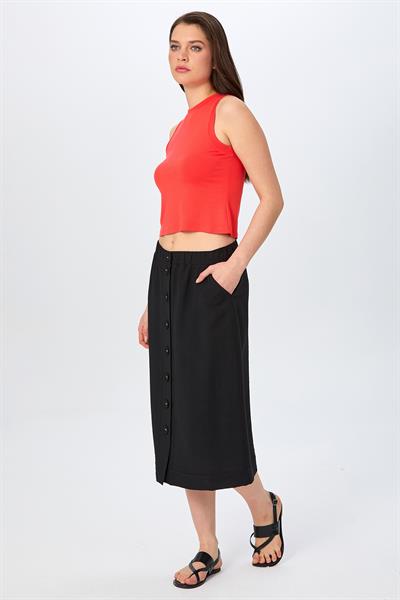 Beli Lastikli Önü Düğmeli Etek 026-3504