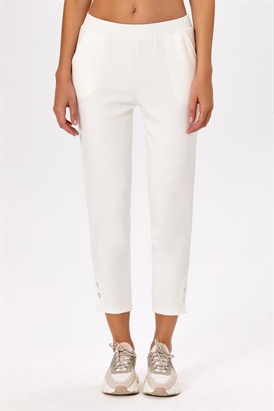 Beli Lastikli Paçası Çıtçıt Detaylı Cepli Pantolon 025-2101