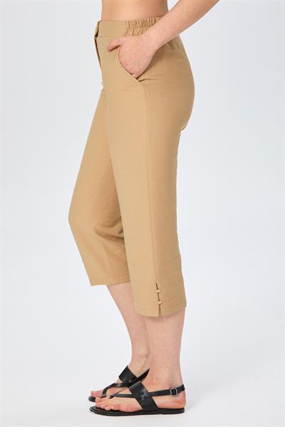 Beli Lastikli Paçası Düğme Detaylı Cepli Pantolon 026-3505