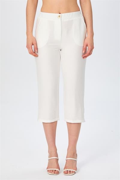 Beli Lastikli Paçası Düğme Detaylı Cepli Pantolon 026-3505