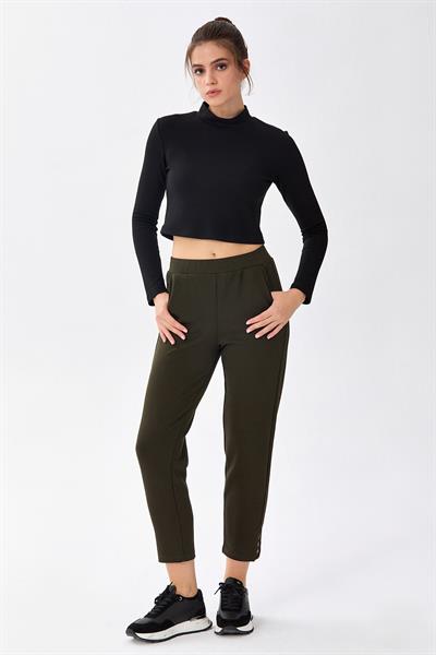 Beli Lastikli Paçası Kuşgözü Detaylı Pantolon 256-2119