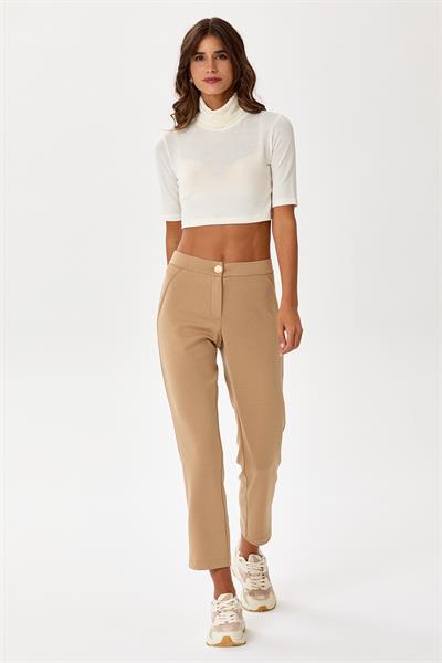 Beli Lastikli ve Düğmeli Pantolon 245-2025
