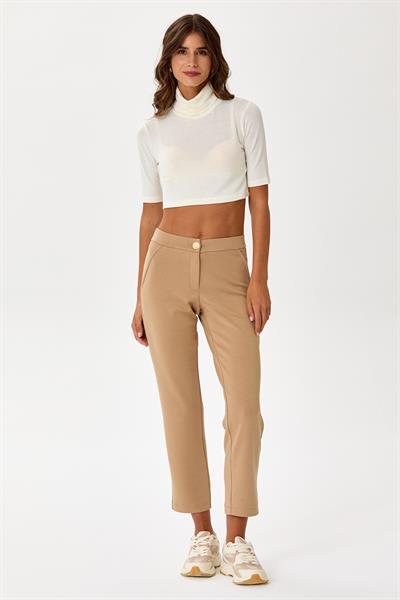 Beli Lastikli ve Düğmeli Pantolon 245-2025