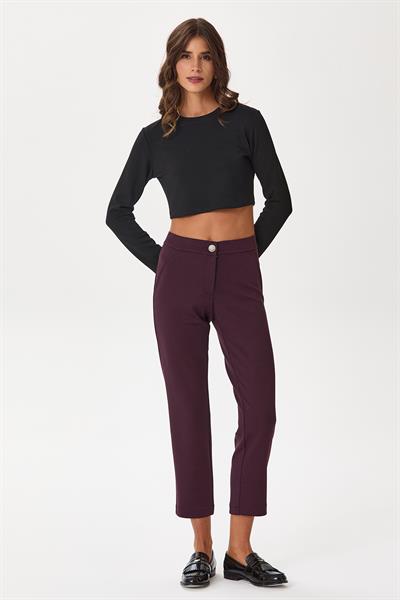 Beli Lastikli ve Düğmeli Pantolon 245-2025