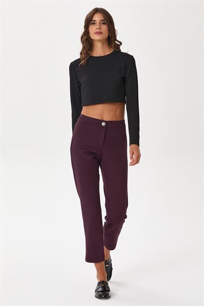 Beli Lastikli ve Düğmeli Pantolon 245-2025