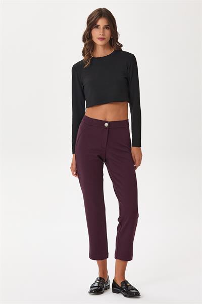 Beli Lastikli ve Düğmeli Pantolon 245-2025