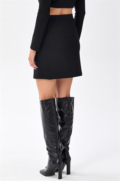 Beli Lastikli Rivet Detaylı Etek 256-2009