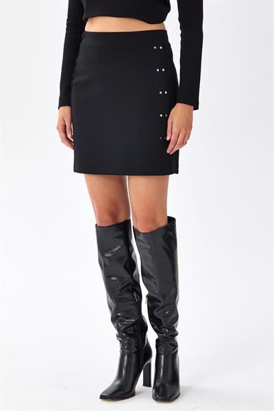 Beli Lastikli Rivet Detaylı Etek 256-2009