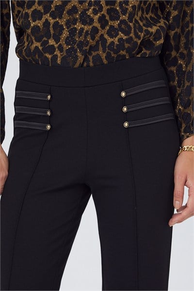 Beli Lastikli Saten Biye ve Düğme Detaylı Pantolon 267-2011