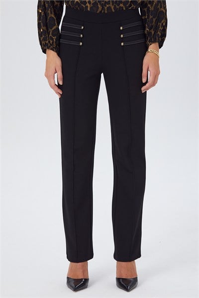 Beli Lastikli Saten Biye ve Düğme Detaylı Pantolon 267-2011