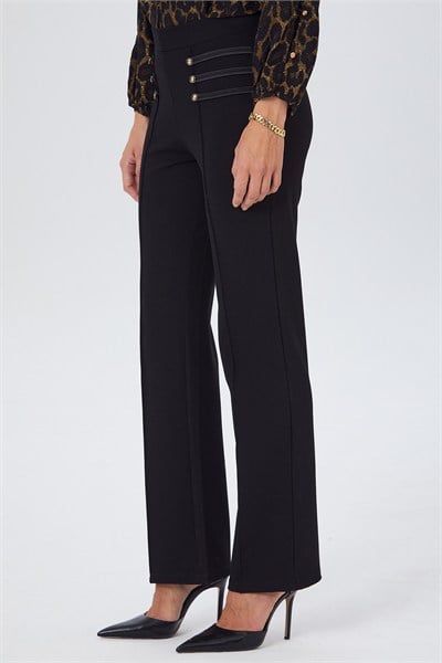 Beli Lastikli Saten Biye ve Düğme Detaylı Pantolon 267-2011