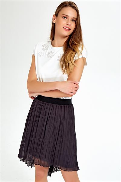 Beli Lastikli Şifon Pliseli Etek 099-5008