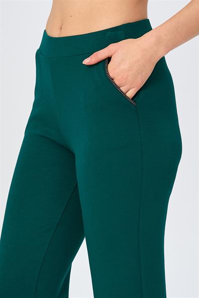 Beli Lastikli Taş Şerit Detaylı Cepli Pantolon 026-2105