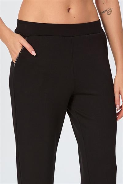 Beli Lastikli Taş Şerit Detaylı Cepli Pantolon 026-2105