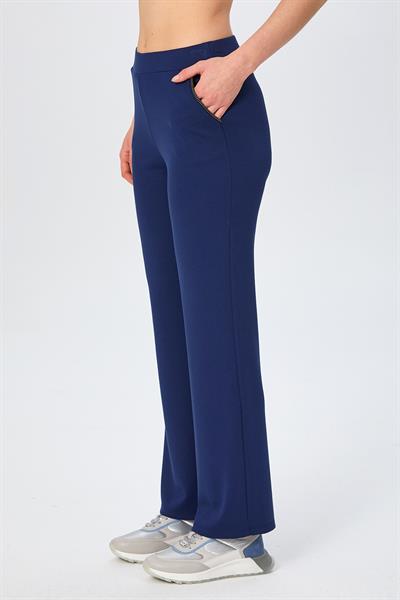 Beli Lastikli Taş Şerit Detaylı Cepli Pantolon 026-2105