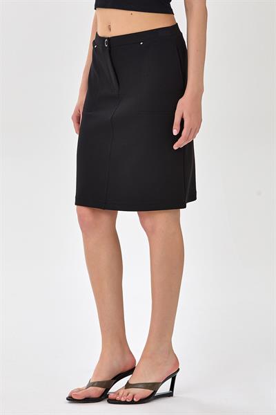 Beli Lastikli ve Çıtçıtlı Cepli Etek 025-2017
