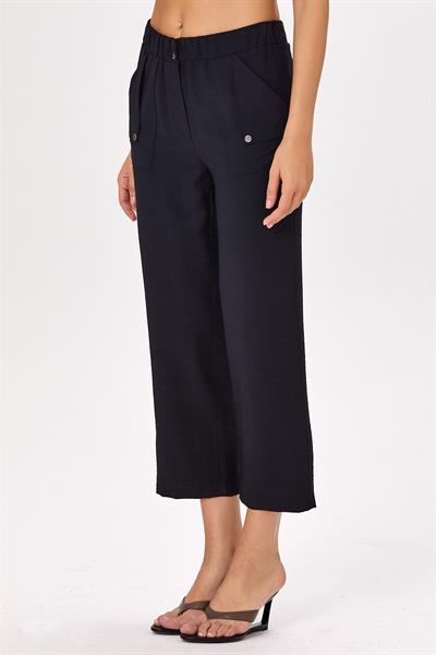 Beli Lastikli ve Çıtçıtlı Cepli Pantolon 025-3512