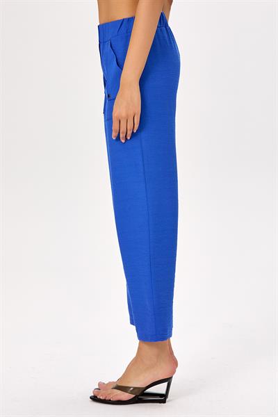 Beli Lastikli ve Çıtçıtlı Cepli Pantolon 025-3512