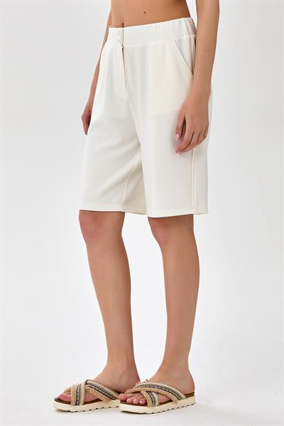 Beli Lastikli ve Çıtçıtlı Cepli Şort 025-2016