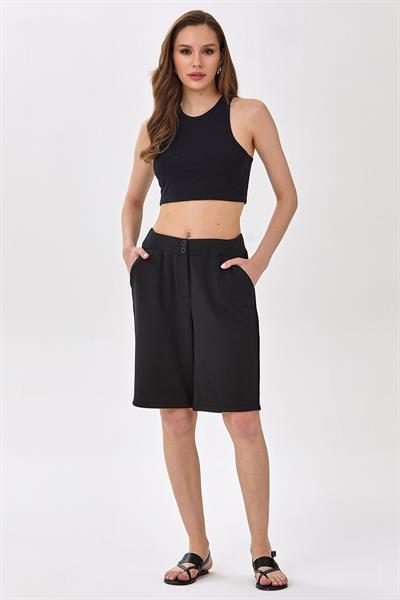 Beli Lastikli ve Çıtçıtlı Cepli Şort 025-2016