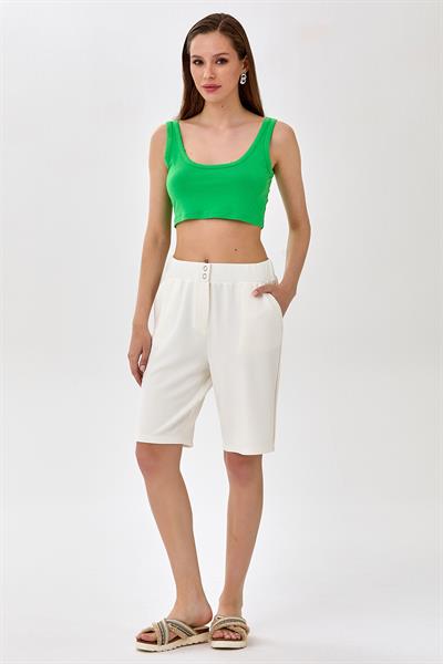 Beli Lastikli ve Çıtçıtlı Cepli Şort 025-2016