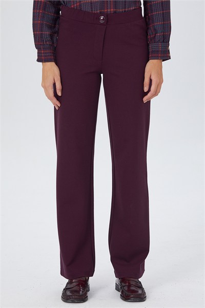 Beli Lastikli ve Düğmeli Geniş Paça Pantolon 267-2007