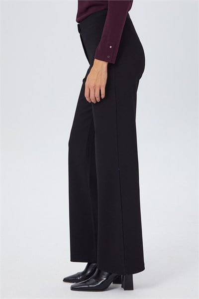 Beli Lastikli ve Düğmeli Geniş Paça Pantolon 267-2007